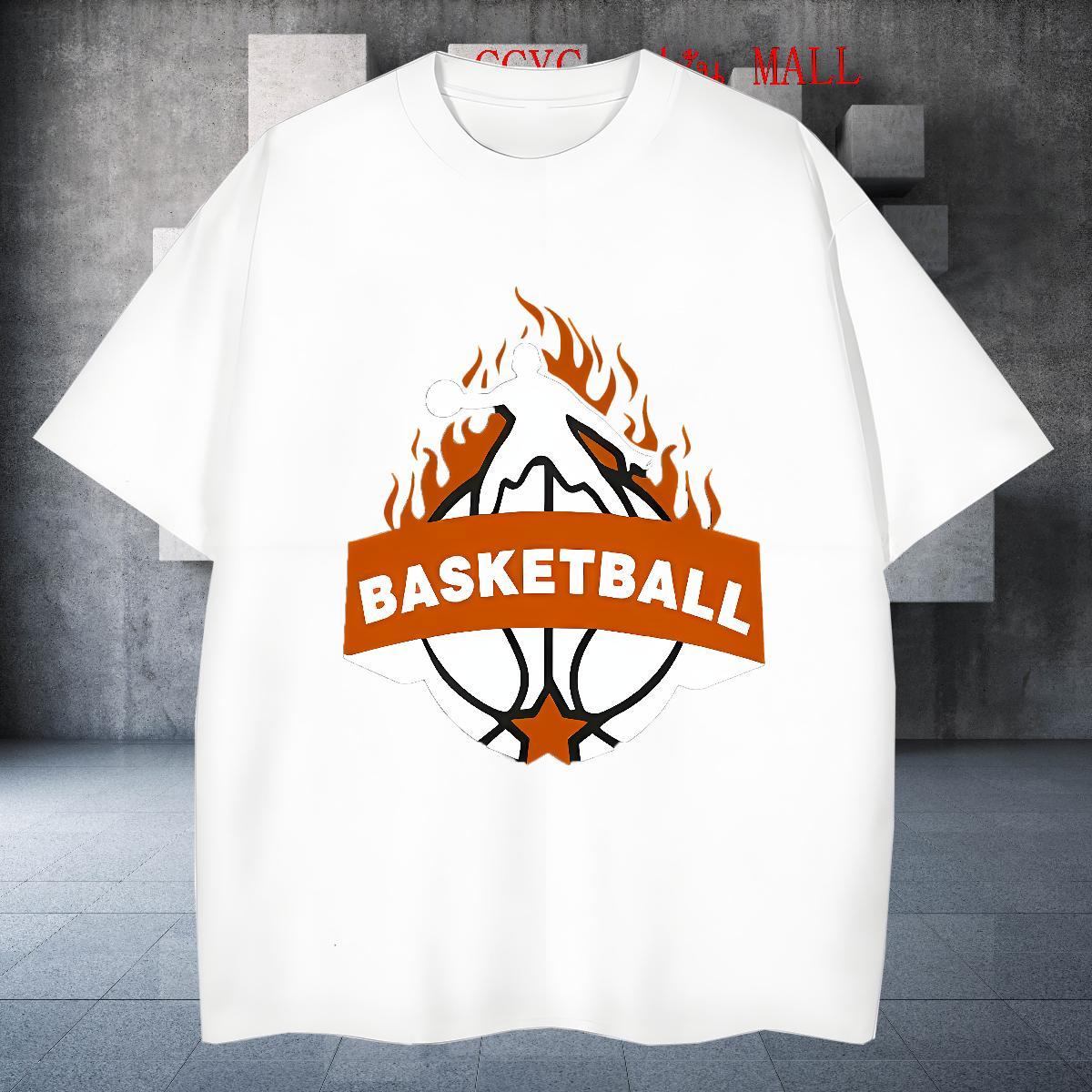 Custom T-Shirts basketball Top Tees 230g 100% Cotton Casual Beach Loose Custom Printing Crew Neck Breathable Mens Tshirts