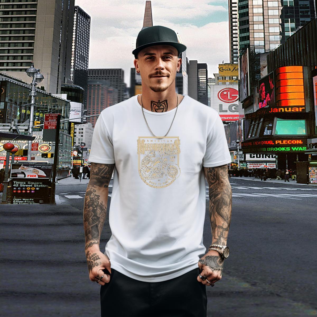 Classic T-Shirts for Men skull Wear 230g Cotton High Street Hip Hop Soft DIY Printed Breathable Short Sleeve Tshirts