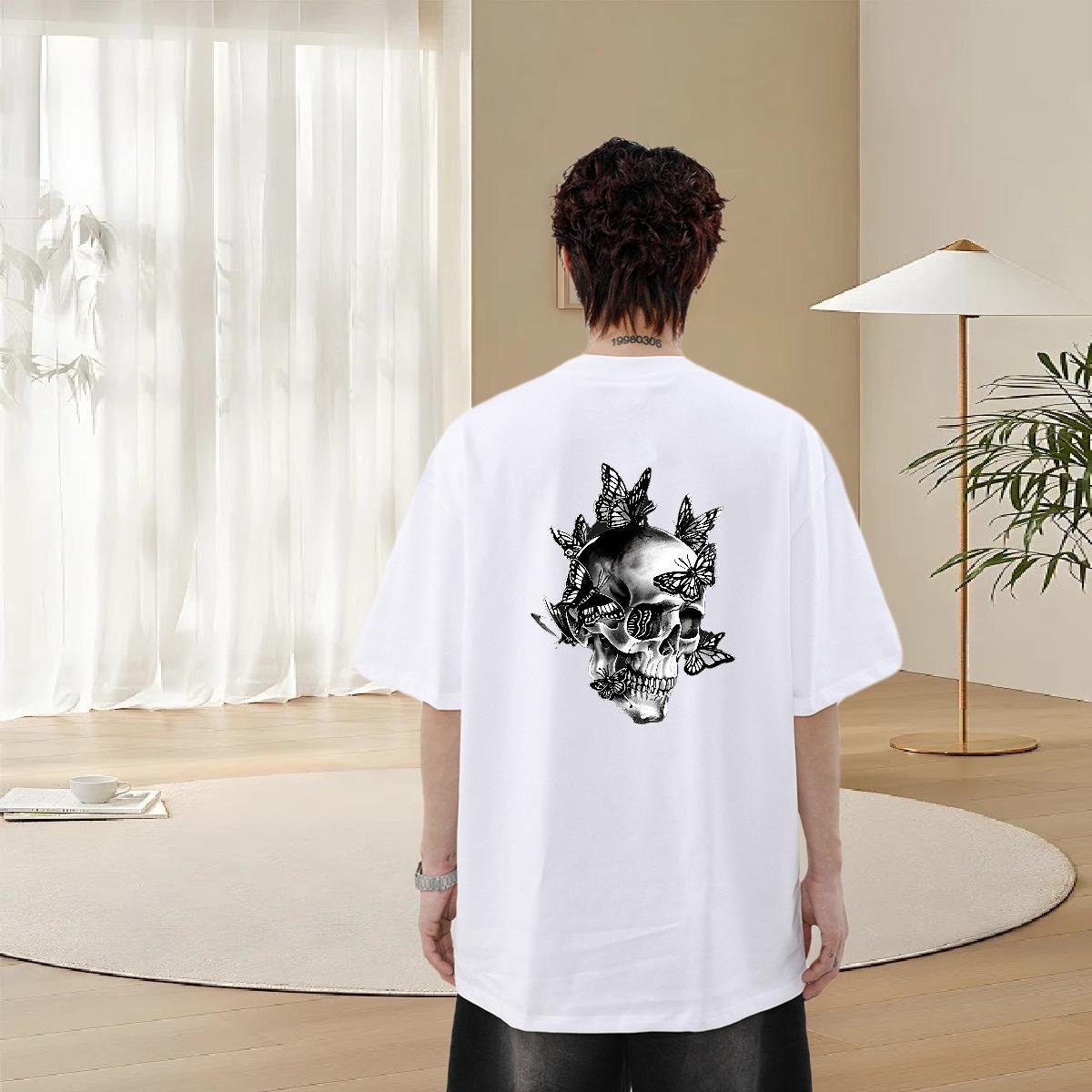 Customized T Shirts Men butterfly Tees 230g 100% Cotton Home Outdoor Wholesale Oversized Short Sleeve O-Neck Men Tshirts