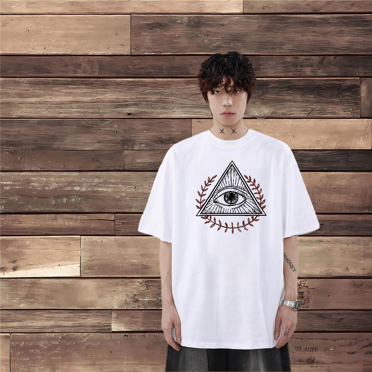 Fashion Casual Man T Shirts eye of the devil Clothings 230g Pure Cotton Street Casual Popular Custom Printing Breathable Crew Neck Tshirts