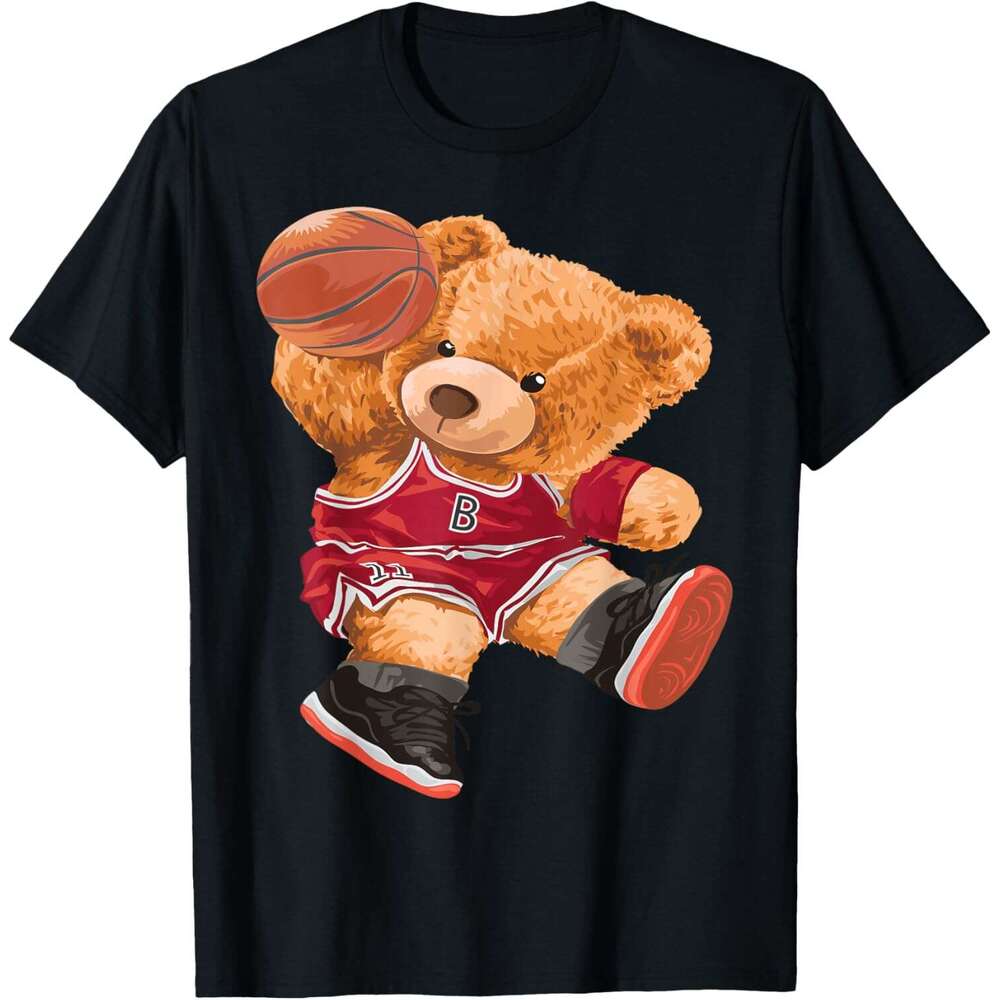 T shirt for Mens Funny Teddy Bear Basketball Slam Sport Cute Cartoon T-Shirt Shirts Tshirt Graphic Tee Casual Tops Clothes Short sleeve