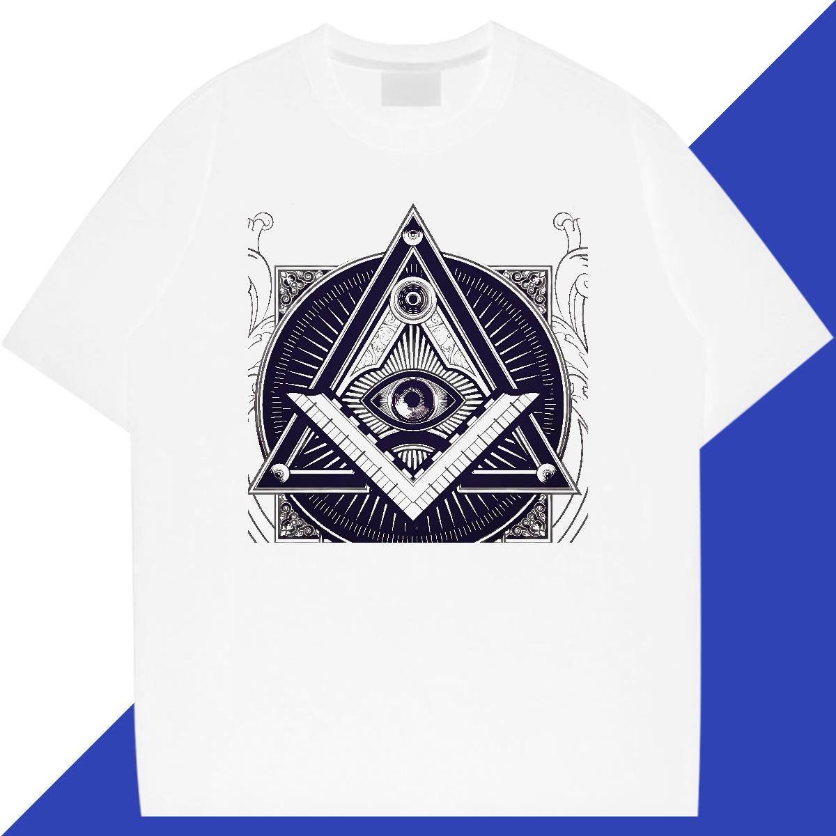Classic T shirt eye of the devil Tops Shirt 100% Cotton 230g Summer Casual Cool Design Floral Print O Neck Short Sleeves Men Clothes T-Shirt