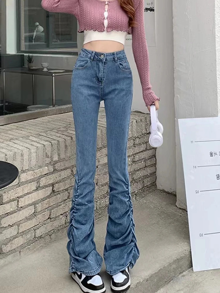 Gyaru Basic Bell Bottoms Low Waist Slim Comfortable Flare Jeans Women Fashion Solid Color Denim Pant Trousers Y2K American Retro 240807