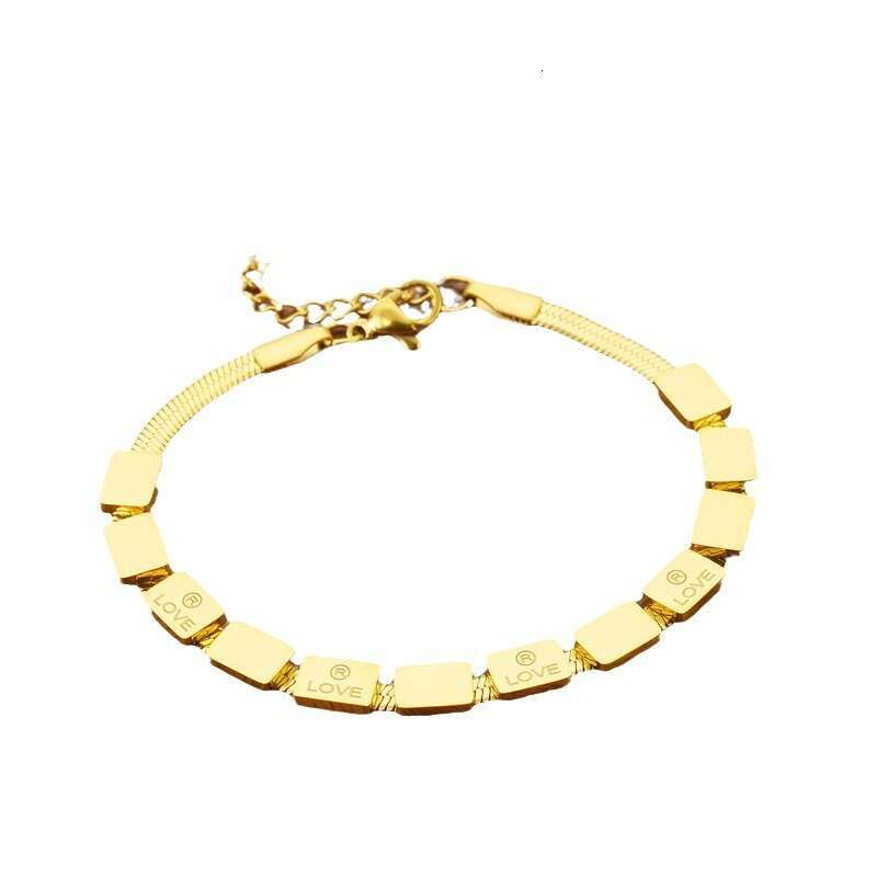 Fashionable LOVE block titanium steel for women, simple and luxurious design, non fading bracelet accessories