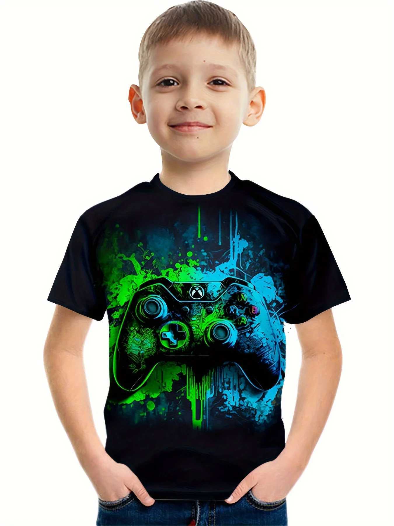Childrens game graffiti 3D printing boys T-shirt casual breathable short sleeved summer T-shirt boys and girls top Tees Chico CamisetaW240718