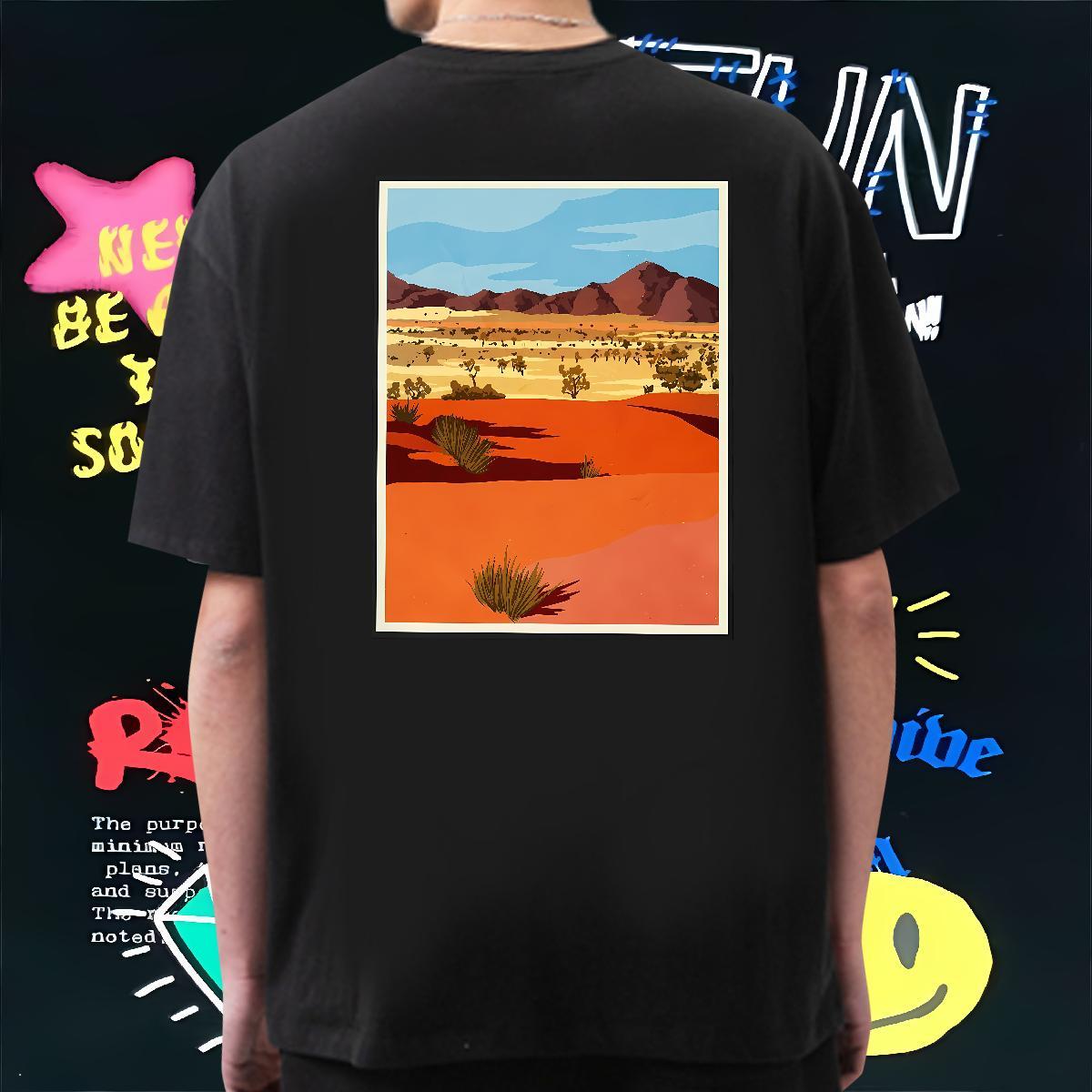 DIY T Shirt For Man desert Tees 230g Pure Cotton Street Casual Classic Cartoon Printing L-4XL O-Neck Short Sleeve Men Clothes T-Shirt