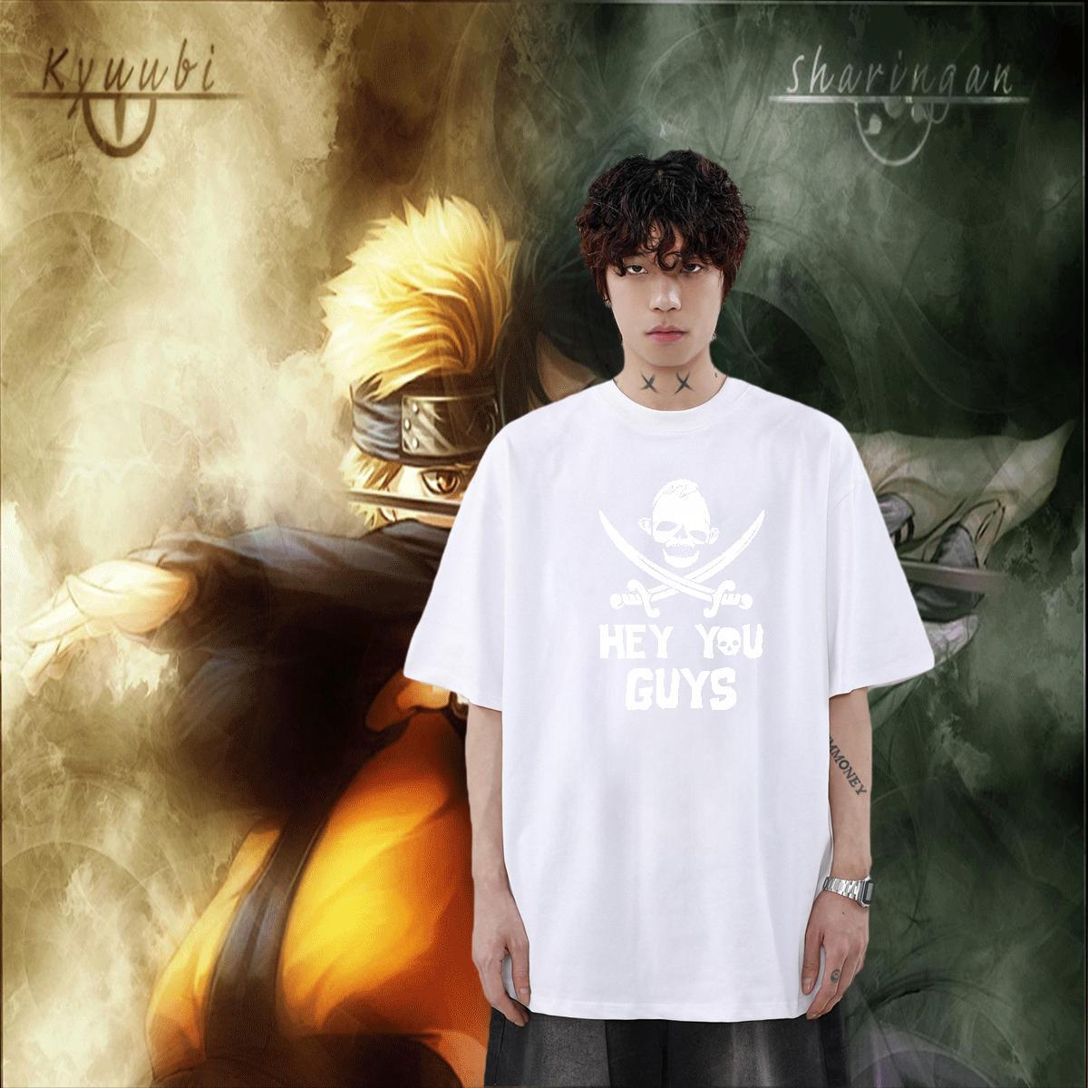 2024 New Man T Shirts skull Top Tees 230g Cotton Anime Printing Street Popular Black White Breathable Short Sleeve Men Clothes T-Shirt
