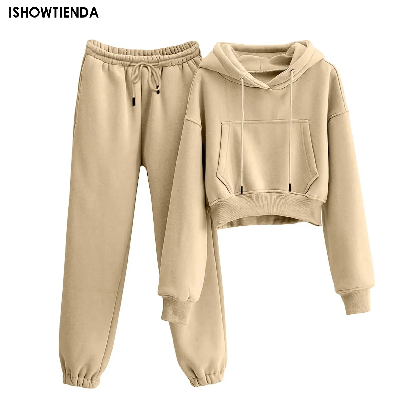 2 Piece Suit Sports For Womens Solid Color Fashion Casual Outfits Set Tracksuit Wear Long Sleeve Wide Leg Pants Streetwear 240807