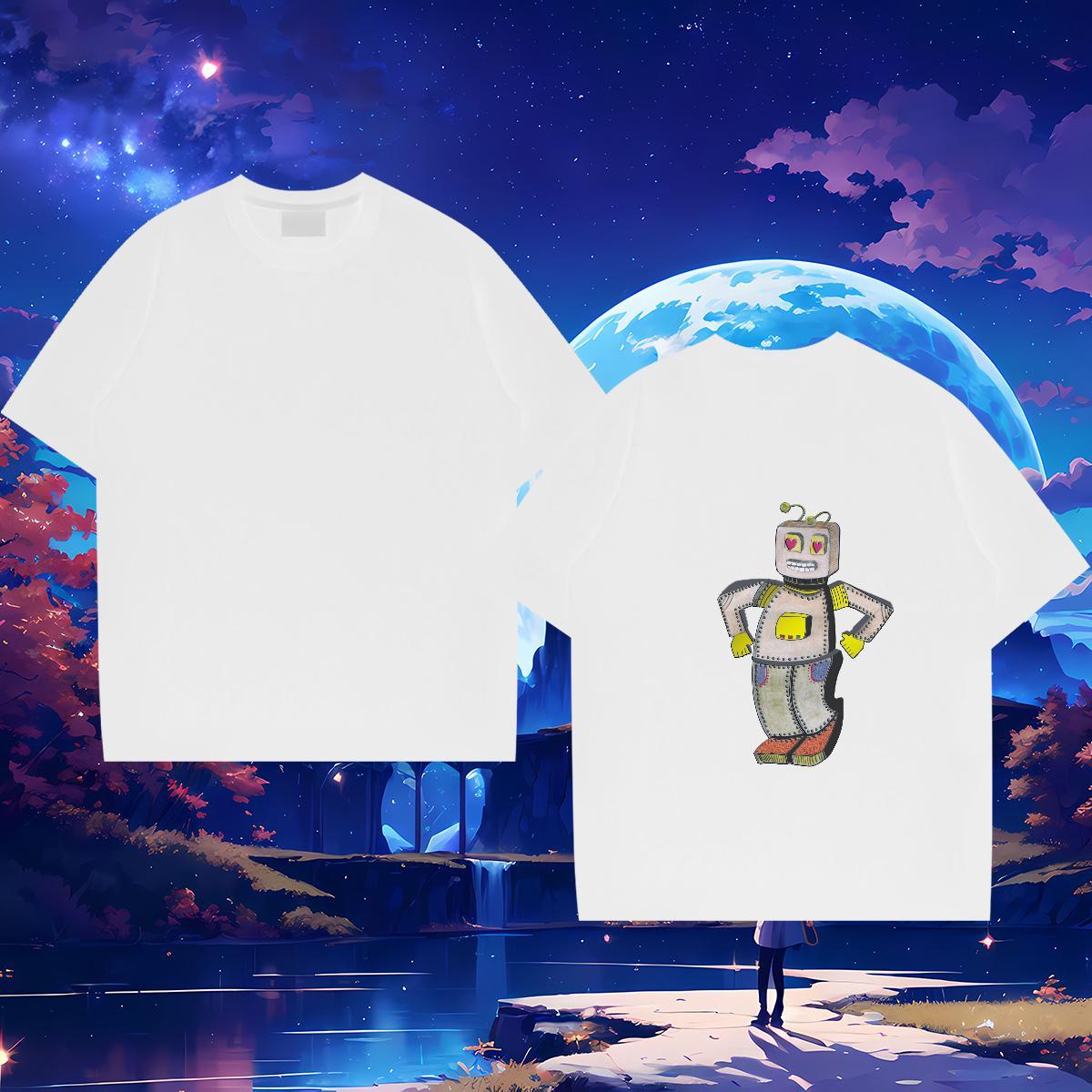 Designer Mens T Shirts robot Tee Shirt 230g Pure Cotton Hip Hop Street High Quality Custom Print Oversized Round Neck Short Sleeve Men Tops Tees