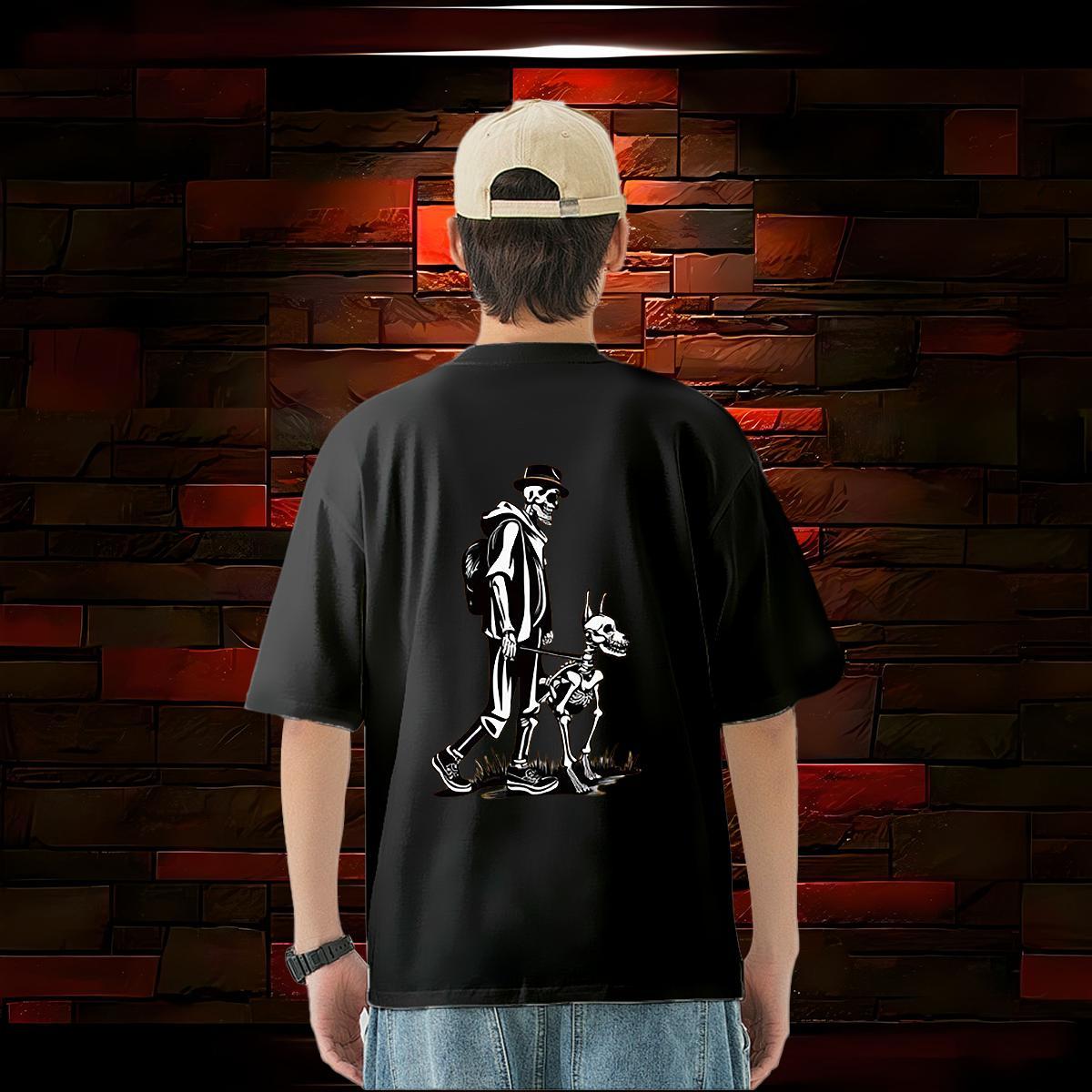 Free Shipping T Shirts Men skull Tees 230g 100% Cotton Casual Beach Cool Design Custom Printed Breathable Men Tshirts