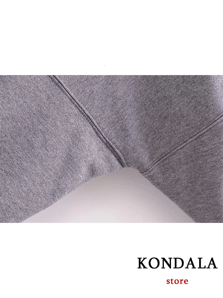 KONDALA Casual Gray Sports Women Suits Long Sleeve Zipper JacketsElastic Waist Wide Leg Pants Fashion Autumn Winter Suits 240807