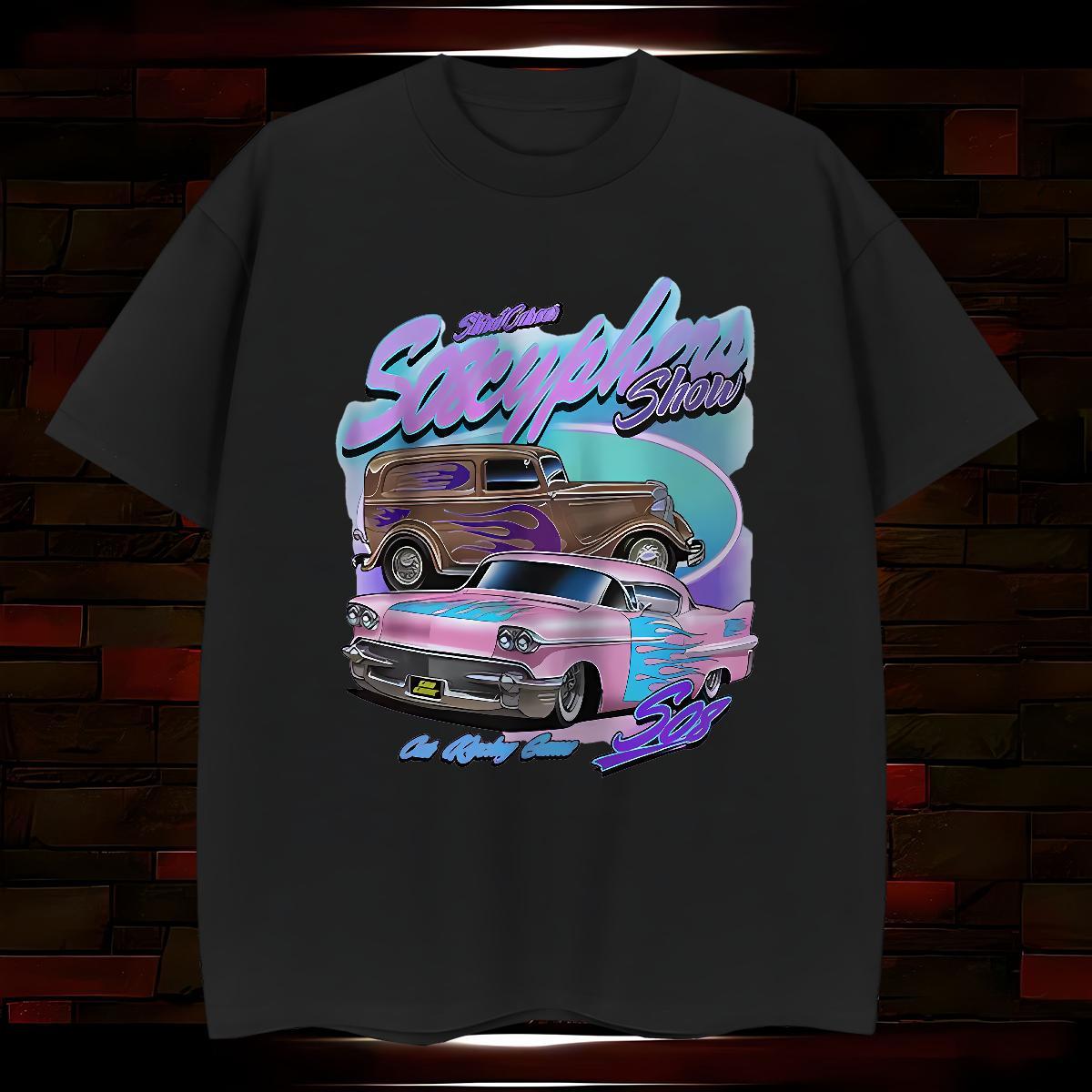 Fashion New T-Shirts car Top Tees 230g Pure Cotton Hip Hop Street Cool Design Customized Breathable Crew Neck Mens Tshirts