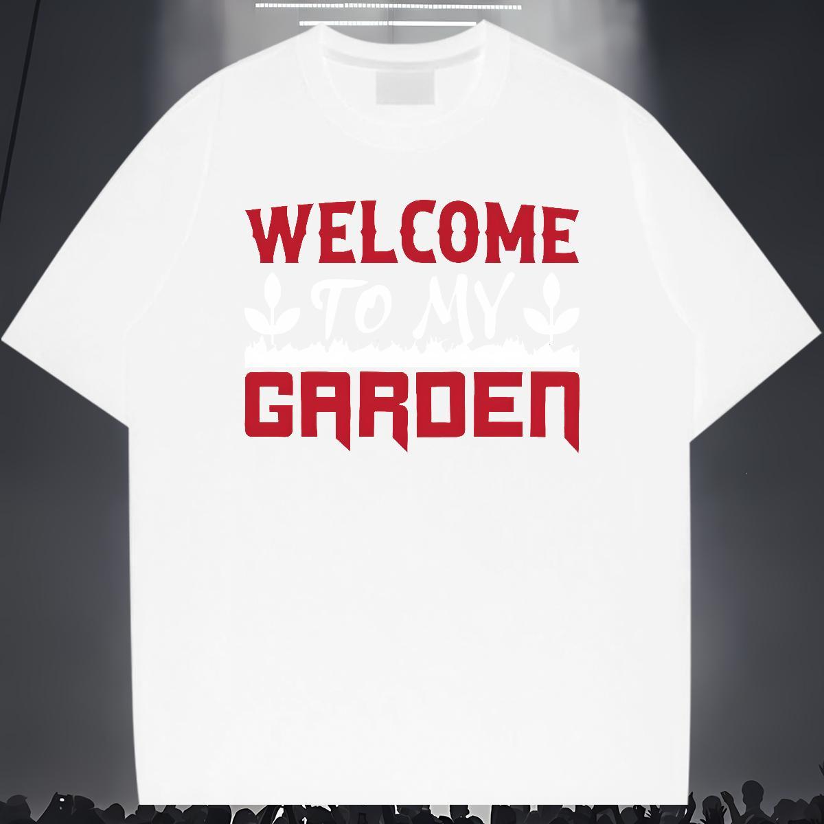 Fashion T-Shirts for Men letter Wear 230g Cotton Outdoor TOP Quality Floral Print Breathable Short Sleeve Men Tops Tees