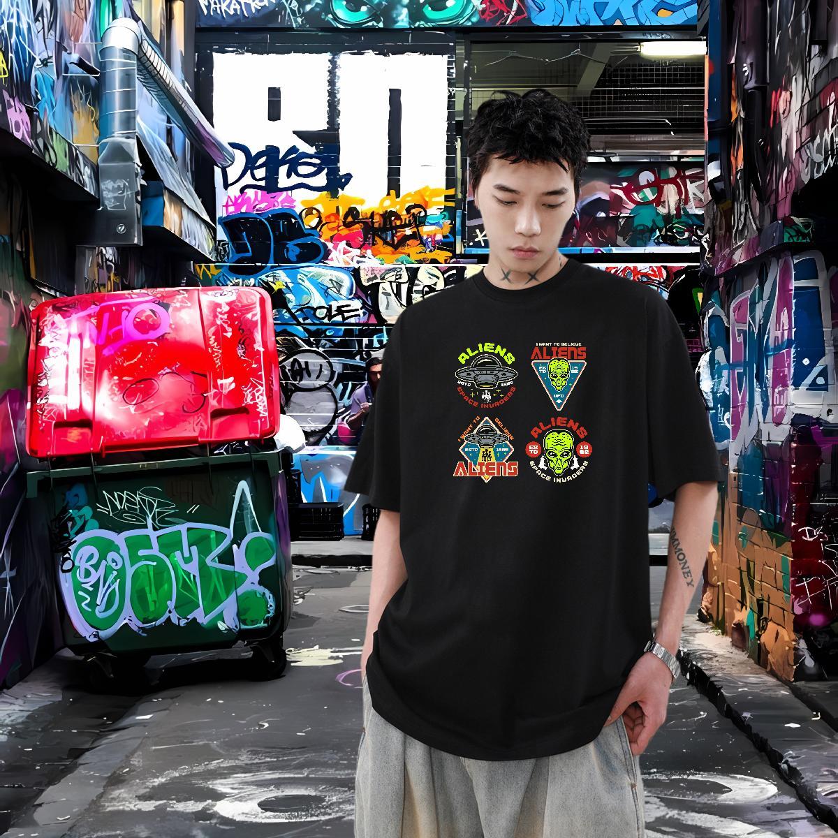 Brand T Shirts Men ET Tee Shirt 230g 100% Cotton Spring Summer Wholesale Graphic Breathable Short Sleeve Couples T Shirts