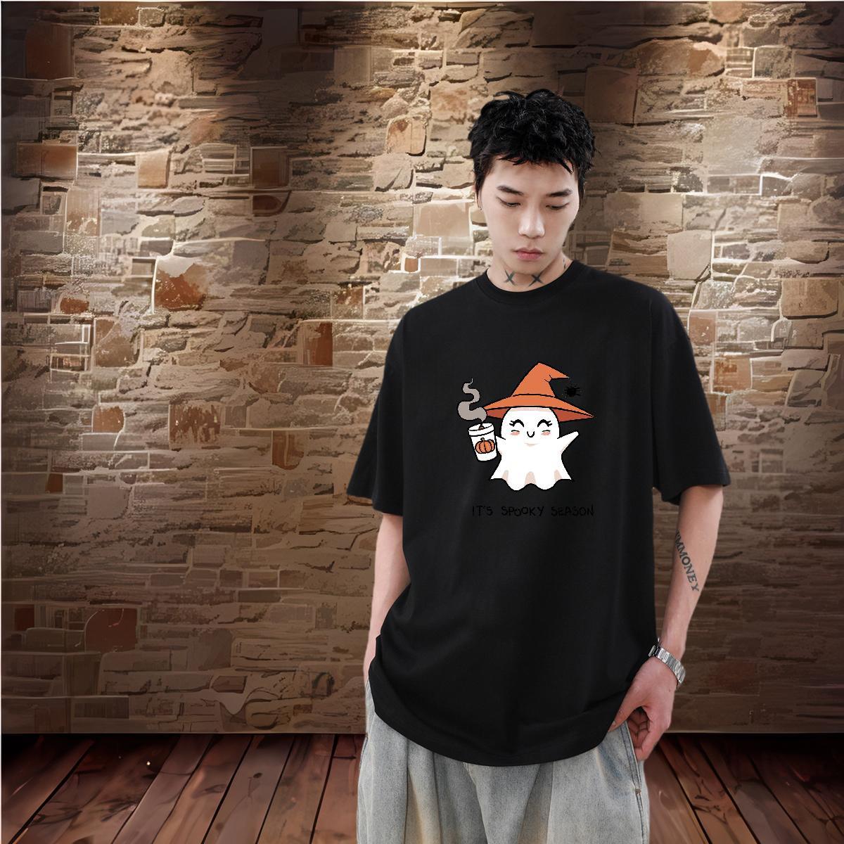 New Mens T Shirts skull Tops 230g 100% Cotton Anime Printing Street Soft Custom Print Plus Size Breathable Crew Neck Men Tees