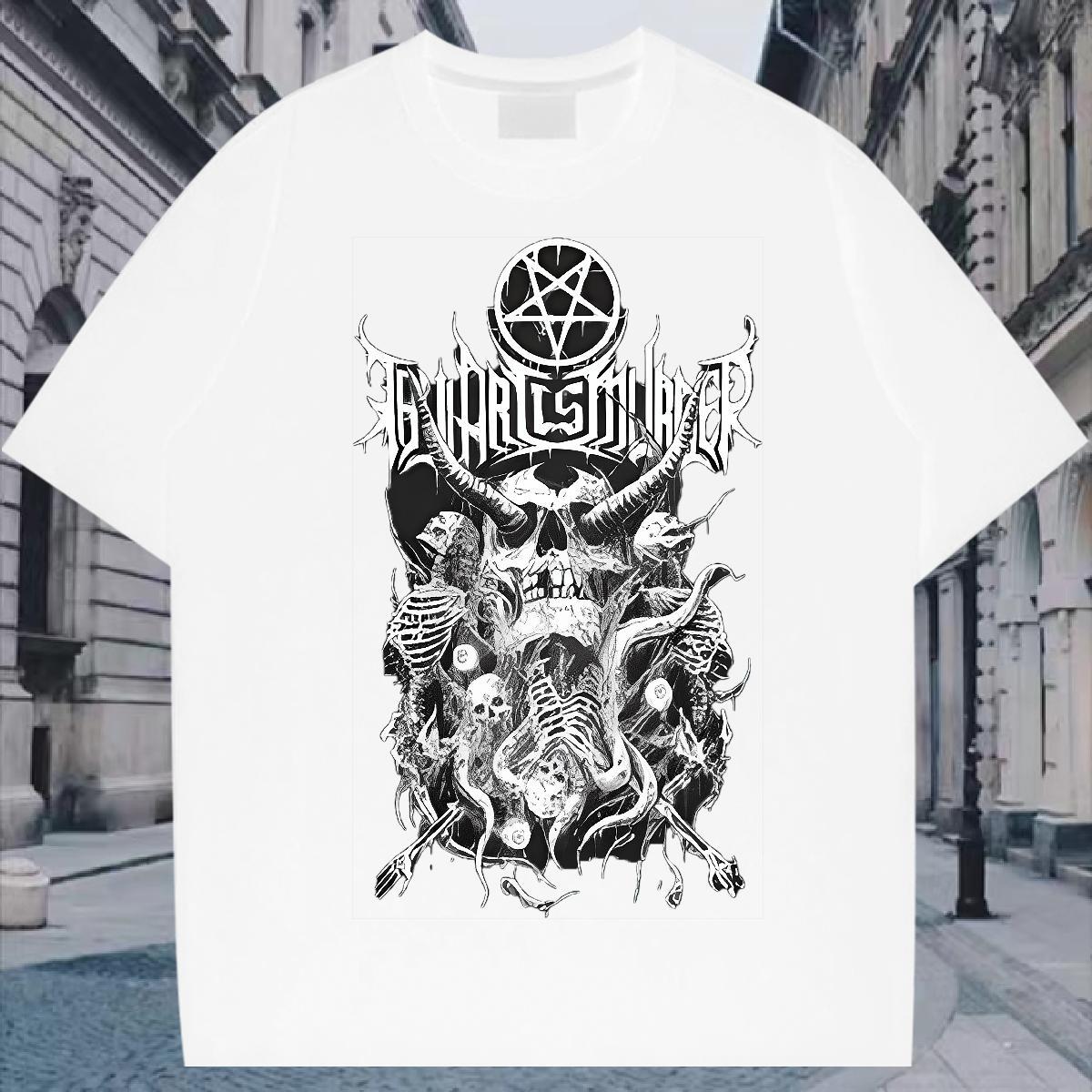 Custom T-Shirts skull Tees Shirts 100% Cotton 230g Sports Casual Popular Skull Breathable Crew Neck Couples T Shirts