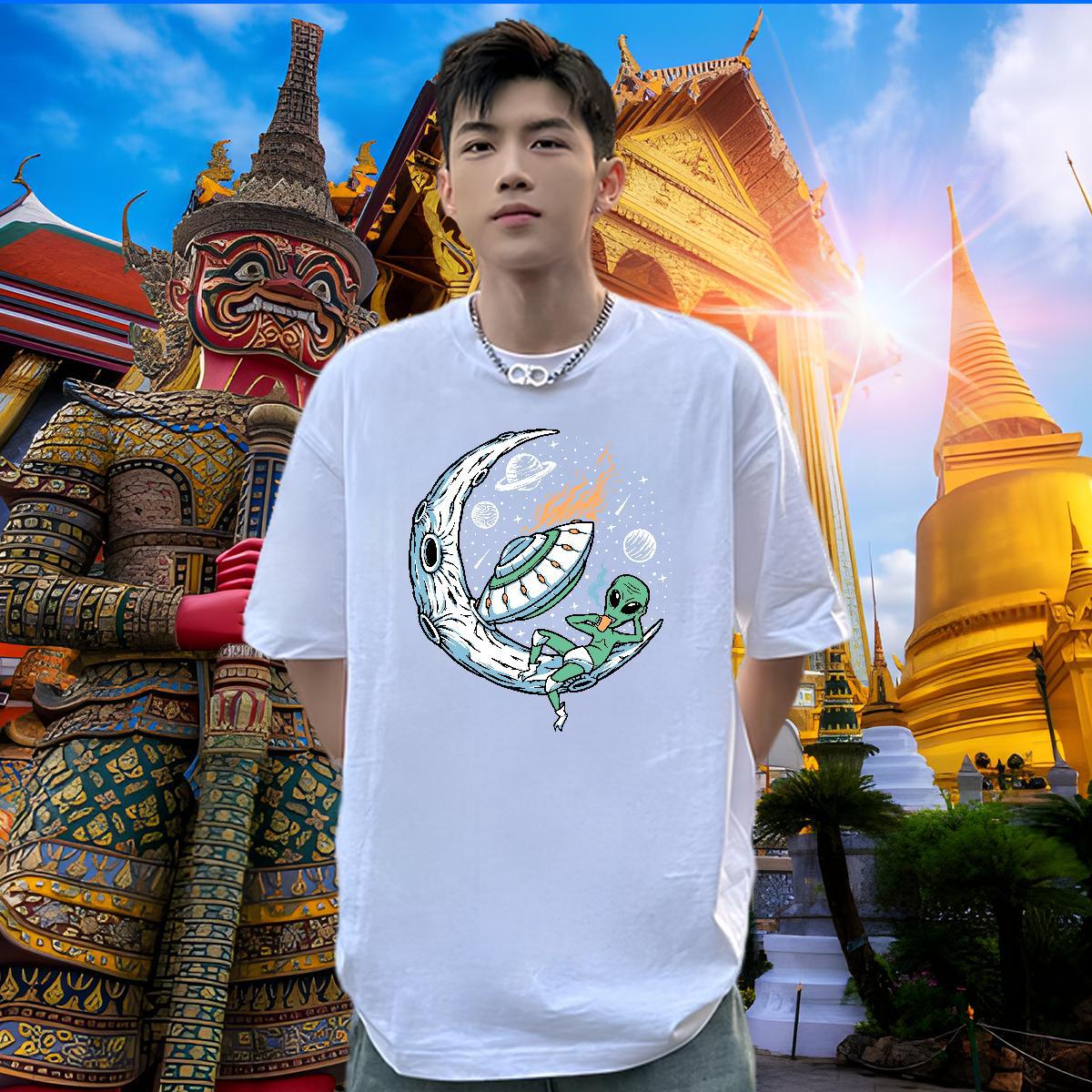 Factory Direct T Shirts Men ET Tops Tees 230g Cotton Summer Casual Wholesale Anime Print Breathable Soft Tshirt for Man Woman