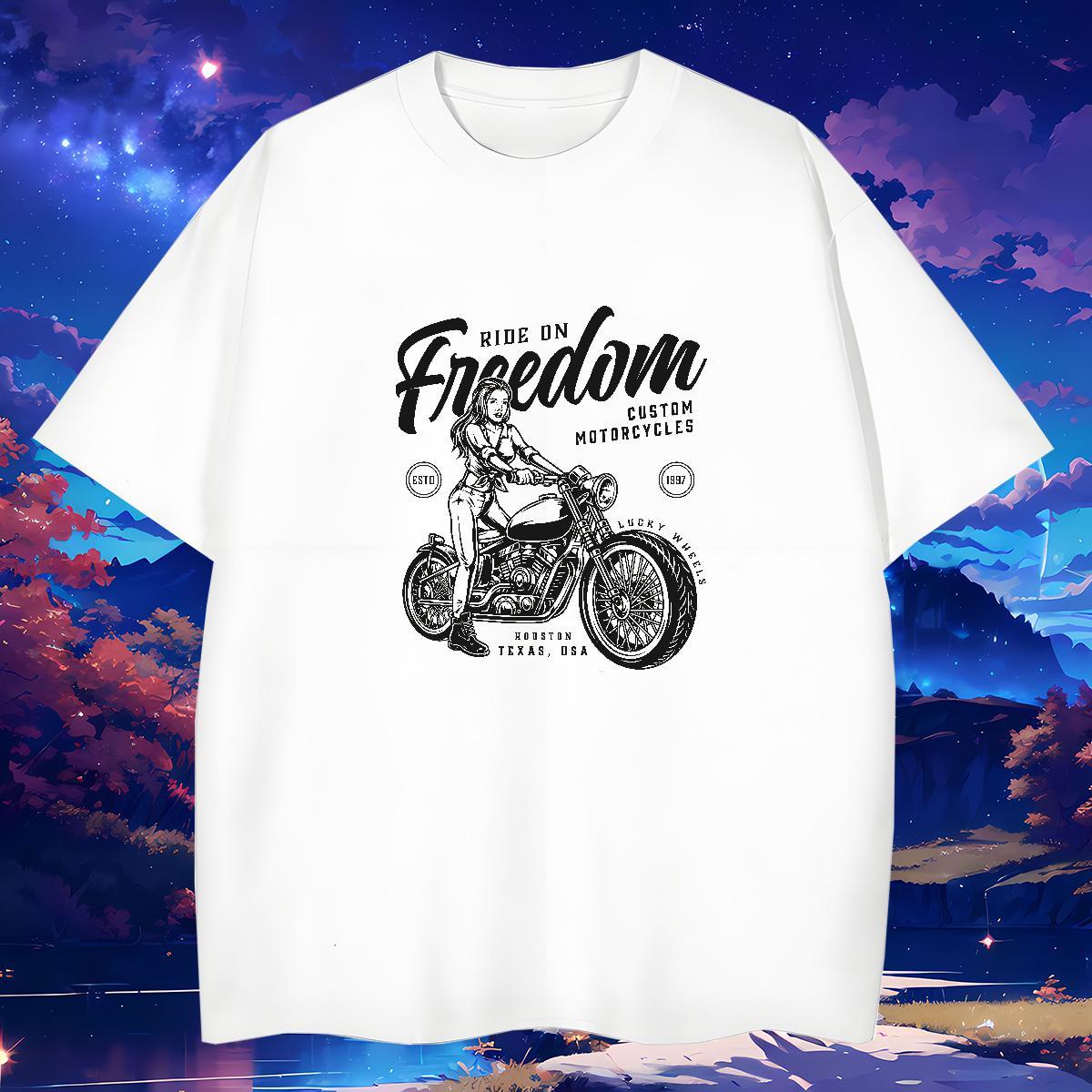 2024 DIY Man T Shirts Motorcycle Tshirts 100% Cotton 230g Sports Casual Loose Fit DIY Logo Oversized Crew Neck Men Tshirts