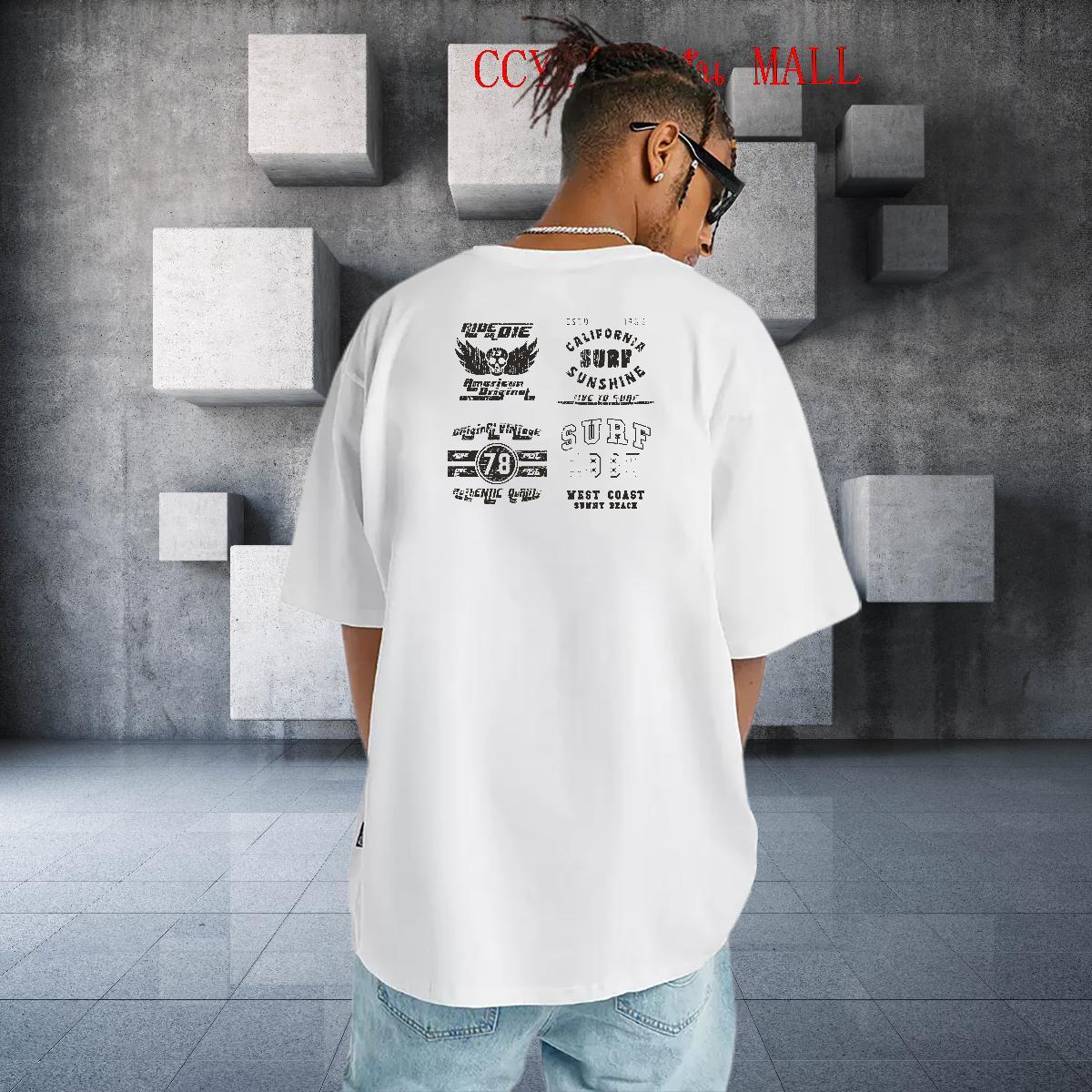 Fashion T Shirts Men letter Clothes 230g 100% Cotton Outdoor Free Shipping Skull Round Neck Short Sleeve Men Clothes T-Shirt
