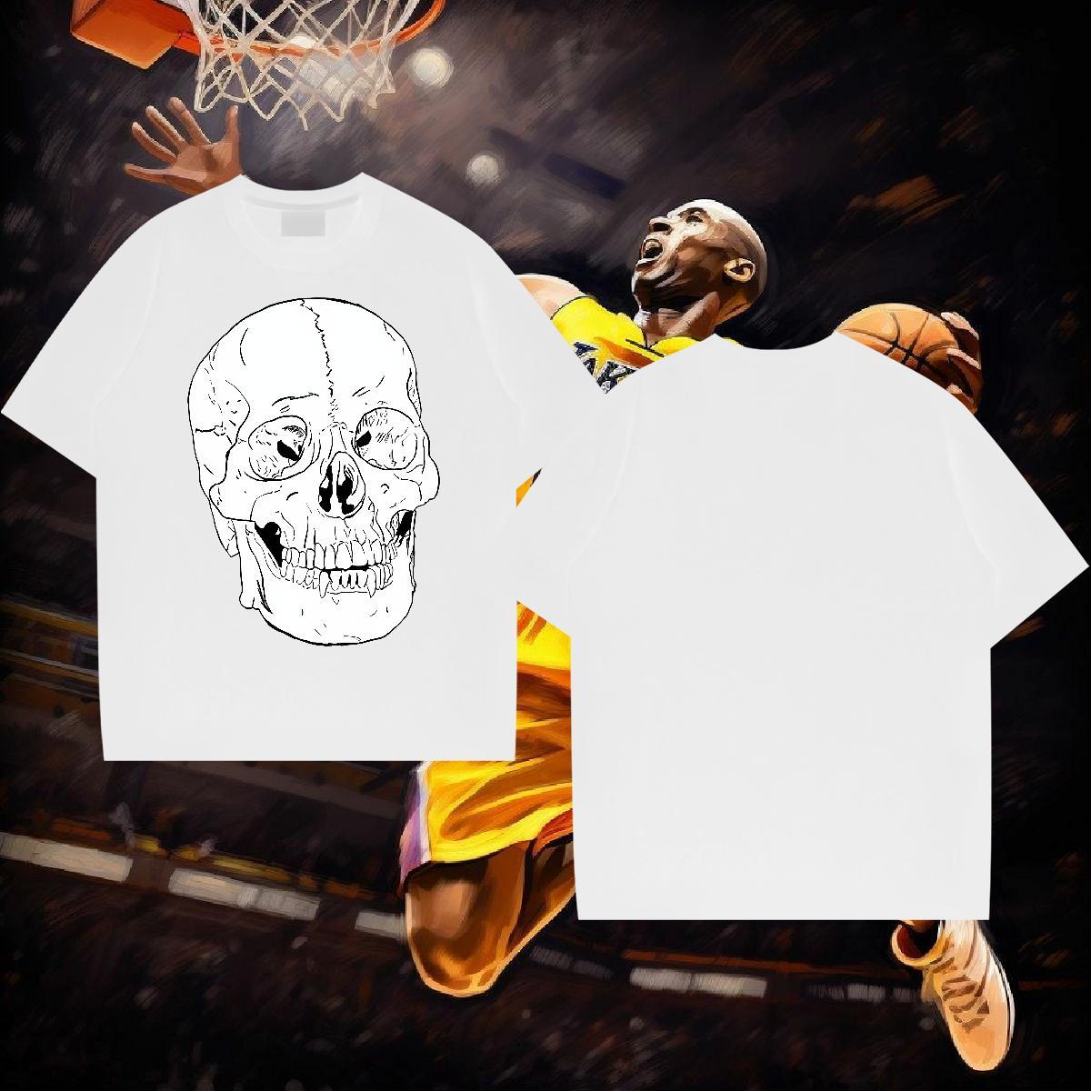 Casual New T-Shirts skull Tees Shirts 230g Pure Cotton Outdoor Comfortable Customized Print Breathable Short Sleeve Men Tshirts