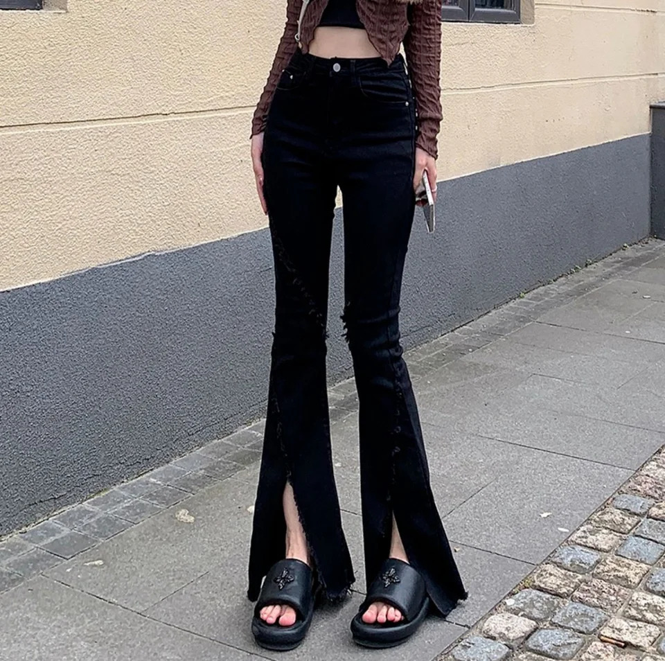 Trendy Simple Deep Color Jeans Long Pants Versatile Natural Waist Zipper Lazy Girl Micro Skirt Harajuku Spring Autumn 240807