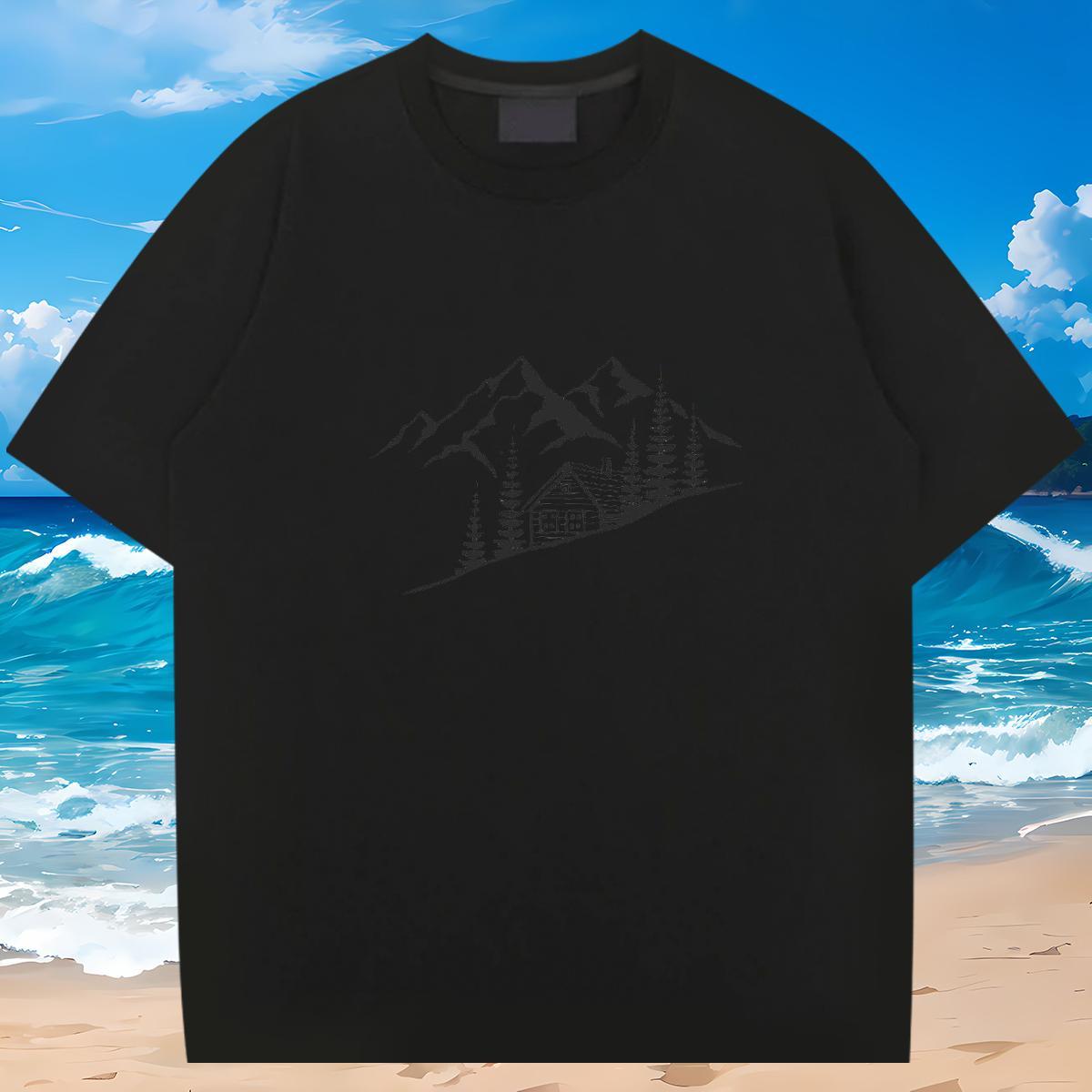 Factory Direct T Shirt For Man mountains Tee Shirt 100% Cotton 230g Street Casual Wholesale Customized Crew Neck Breathable Tshirts