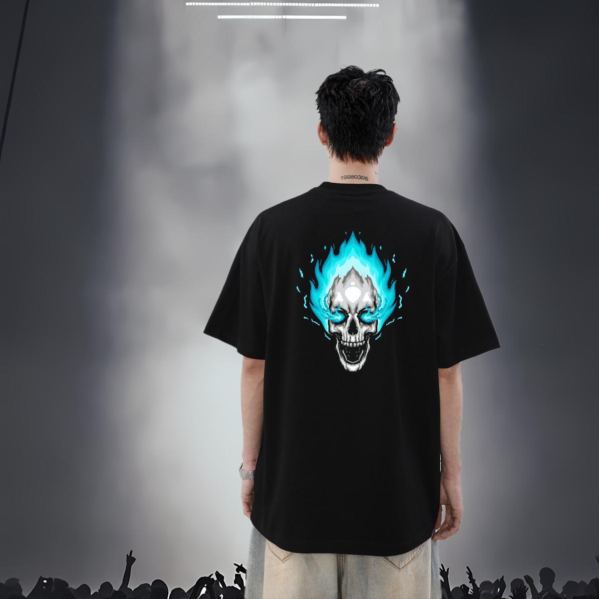 Fashion Casual Men T Shirts skull Tops Tees 100% Cotton 230g Sports Casual Cool Oversized Breathable Crew Neck Tshirt for Man Woman