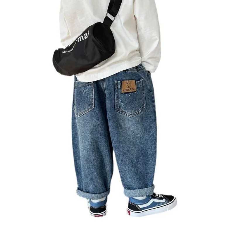 Jeans Boys Jean Pants Long Trousers Cotton 2024 Fashion Spring Autumn Babys Kids Pants Teenagers Outwear Childrens Clothing