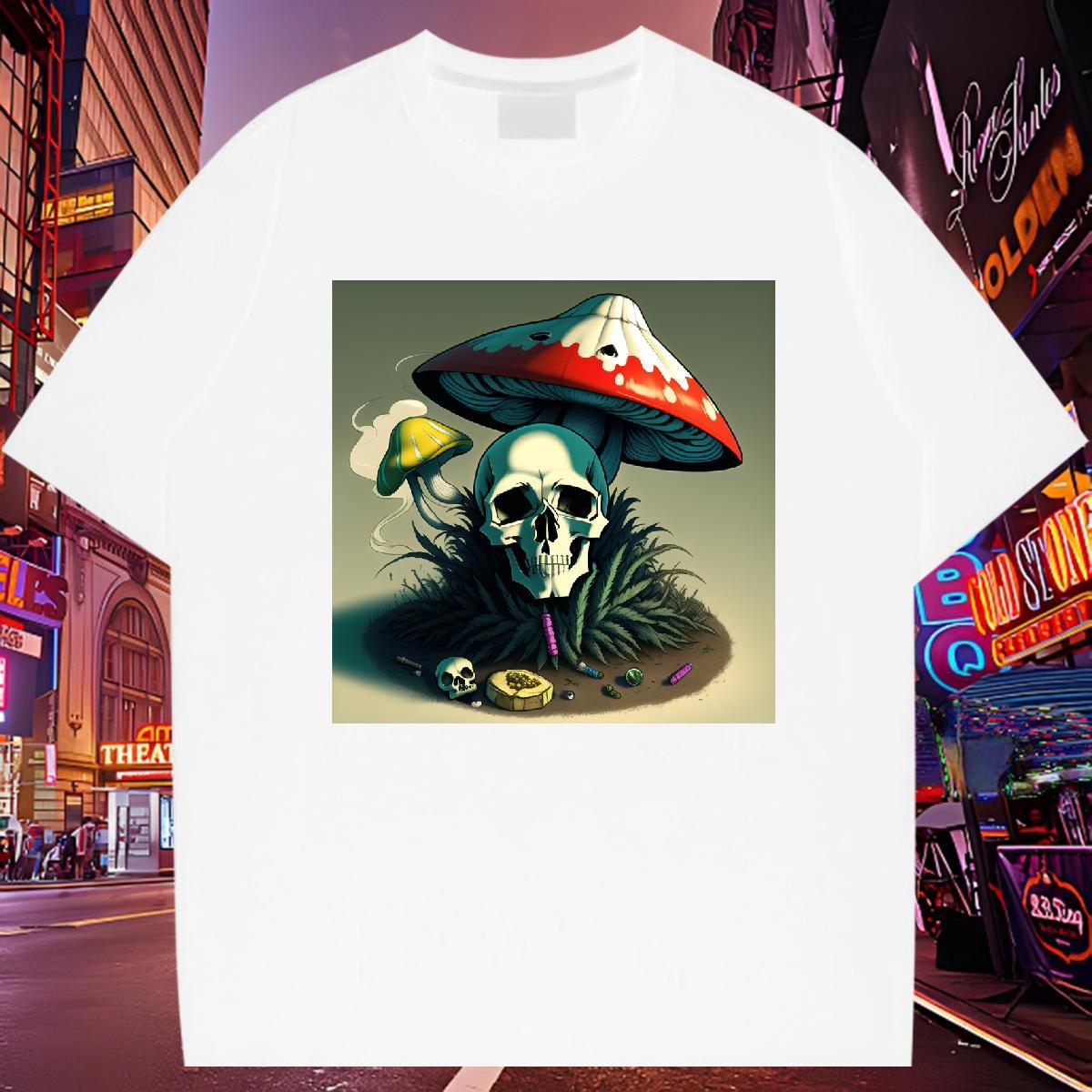 Custom Mens T Shirts skull Top Tees 230g Pure Cotton Spring Summer Loose Custom Print Oversized Crew Neck Breathable Tshirts