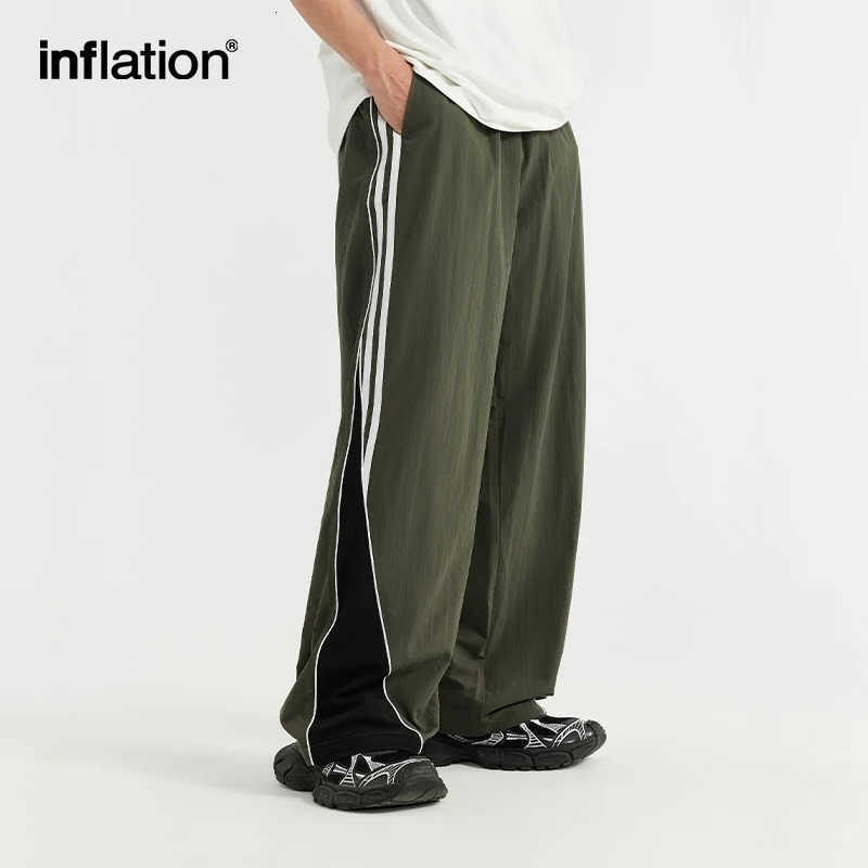 INFLATION Retro Patchowork Track Pants Men Casual Wide Leg Sportswear 240806