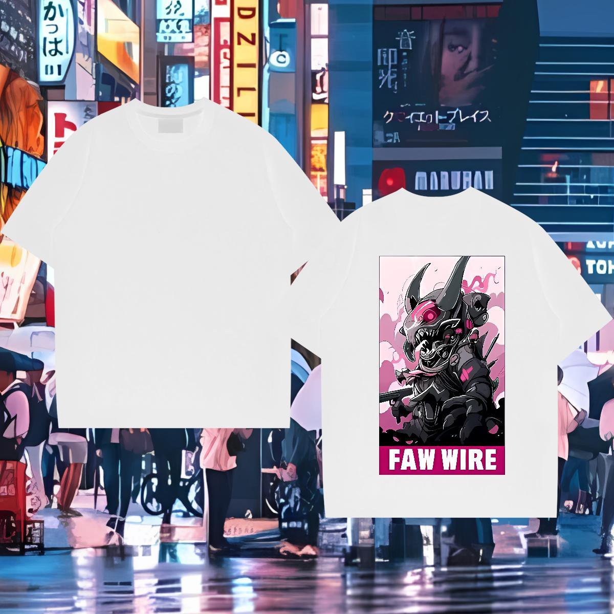 Wholesale T shirt robot Tee Shirt 230g 100% Cotton Anime Printing Street Brand Plus Size Cartoon Crew Neck Breathable Tshirts