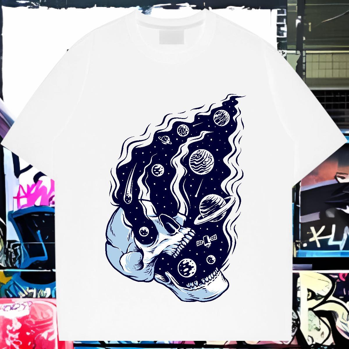 Fashion Designer T Shirts Men skull Top Tees 100% Cotton 230g Daily Wear Comfortable Graphic Breathable Crew Neck Tshirts