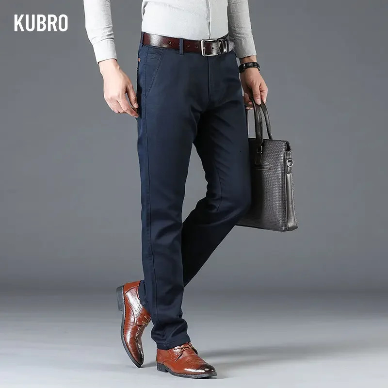 KUBRO Spring Mens Y2K Office Stretch Slim Fit Trousers Casual Green Black Khaki Business Fashion Suit Pants Clothing Male 3042 240806