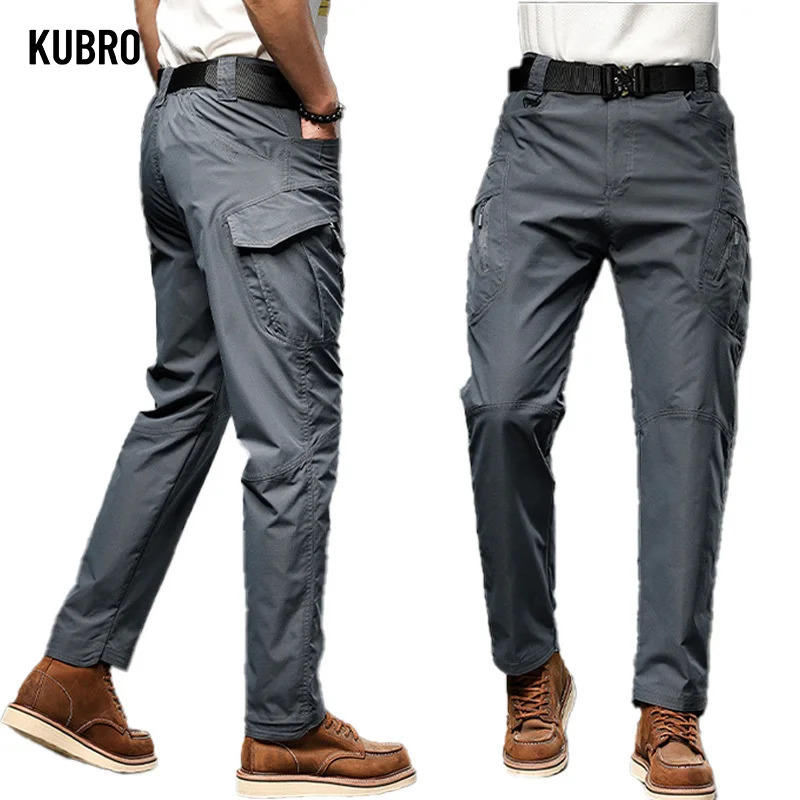 KUBRO American Outdoor Camping Tactical Trousers Autumn Fashion Mens Clothing Casual Versatile Multi Pocket Straight Cargo Pants 240806