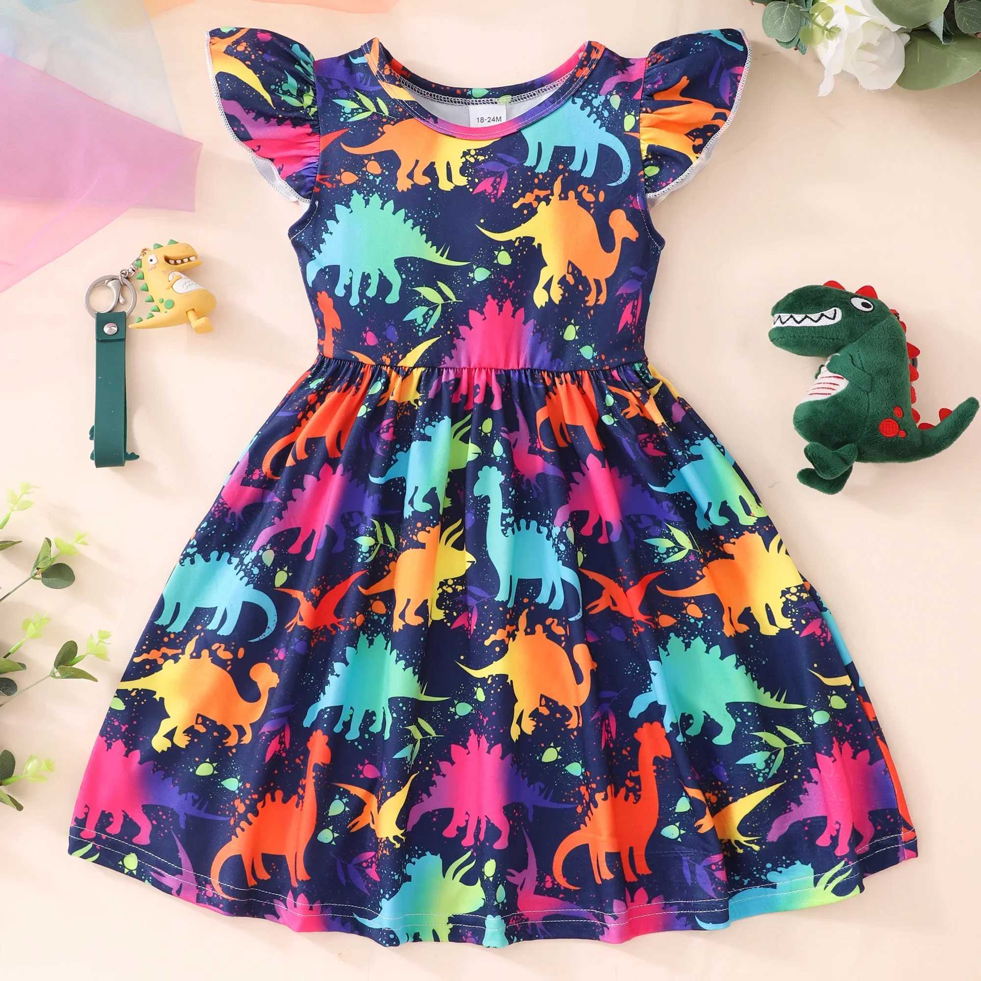 2024 Summer Dress Childrens Girls Dress White Koala Short Sleeve Casua Fashion Birthday Girls Dress 2 3 4 5 6 7 8 Years OldW240720
