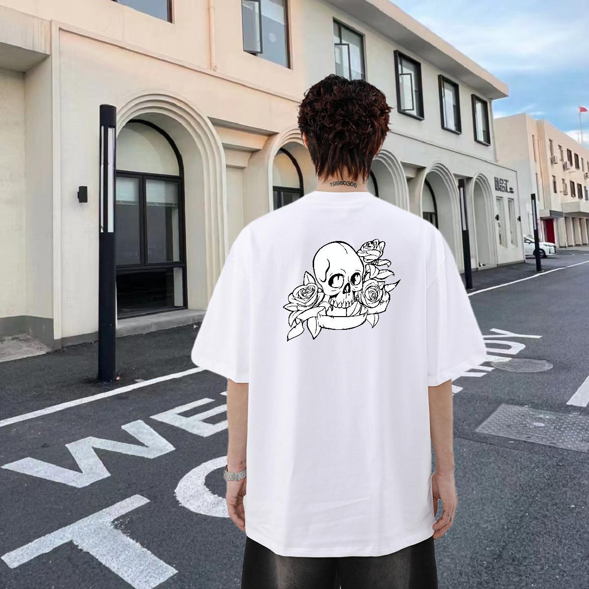 Designer T shirt skull Clothes 230g 100% Cotton Street Casual Wholesale Custom Big Size Crew Neck Men Tees