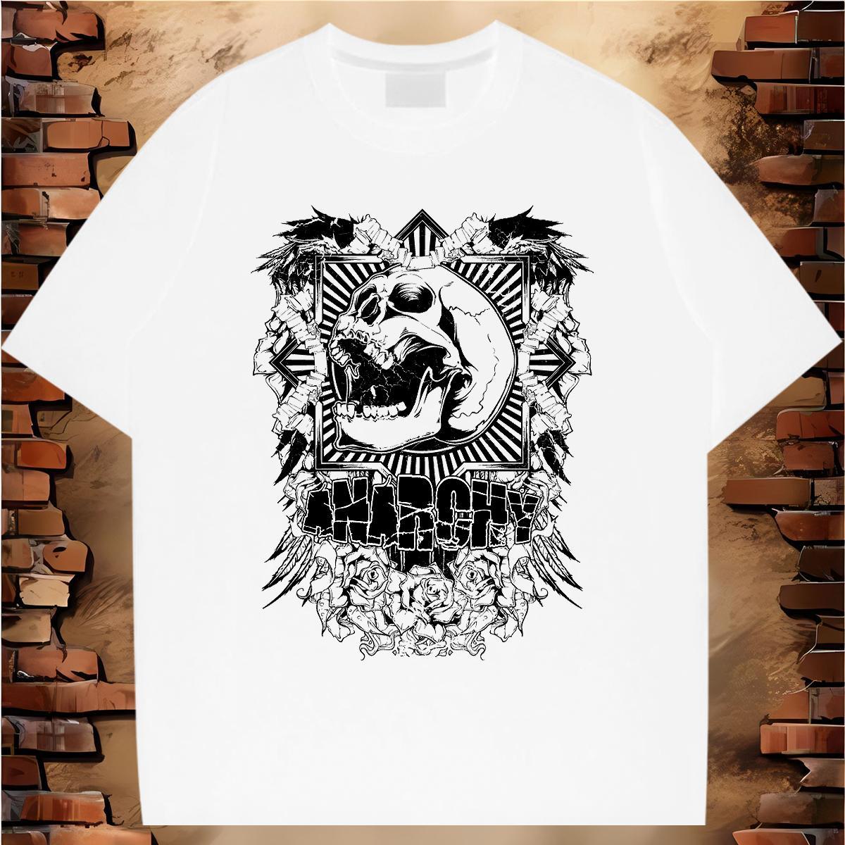 2024 New Man T Shirts skull Tops Shirt 100% Cotton 230g Spring Summer Popular Customized Print Crew Neck Breathable Mens Tshirts