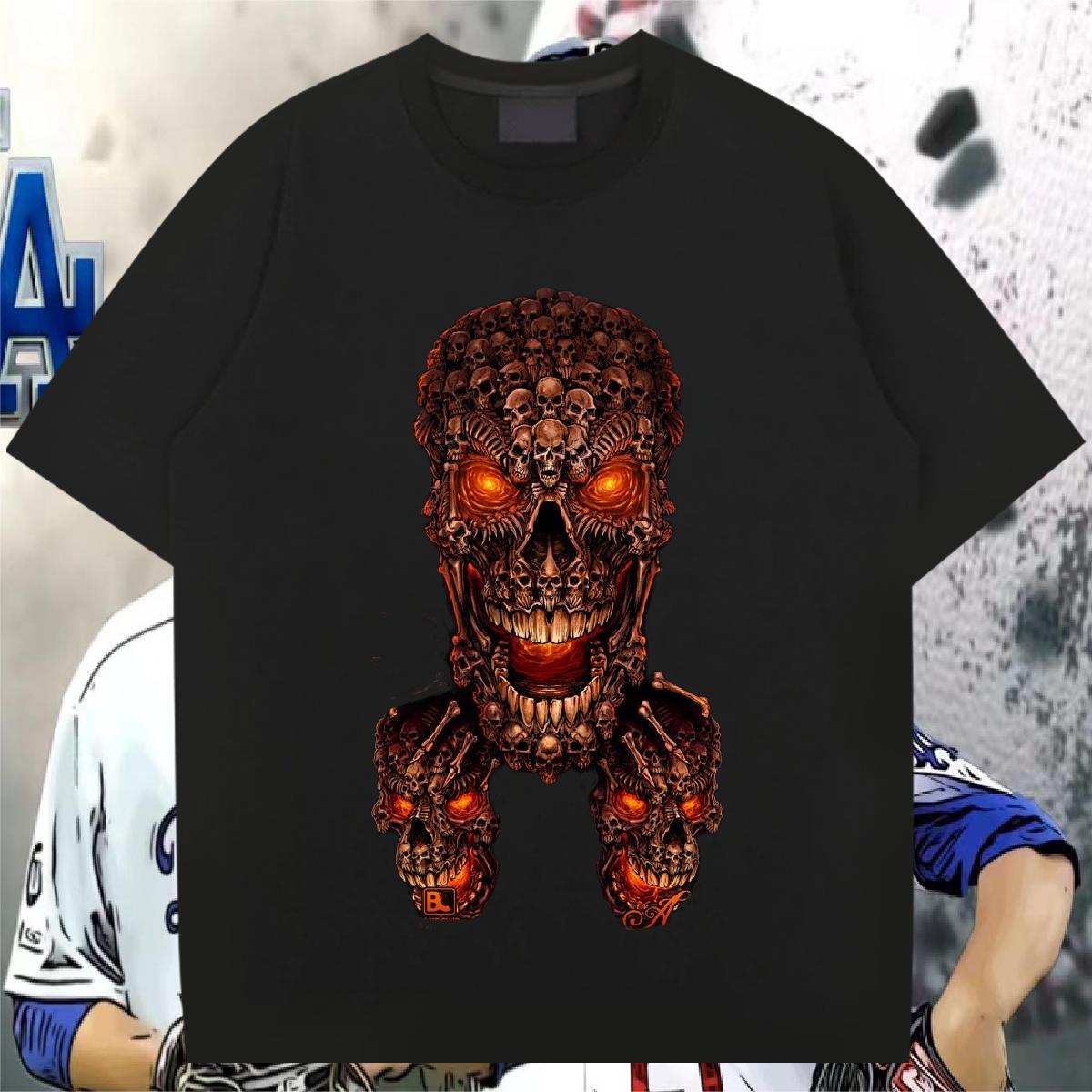 Classic Casual T-Shirts for Men skull Polos 230g 100% Cotton Daily Wear Loose Fit Custom Print Oversized Breathable Tshirts