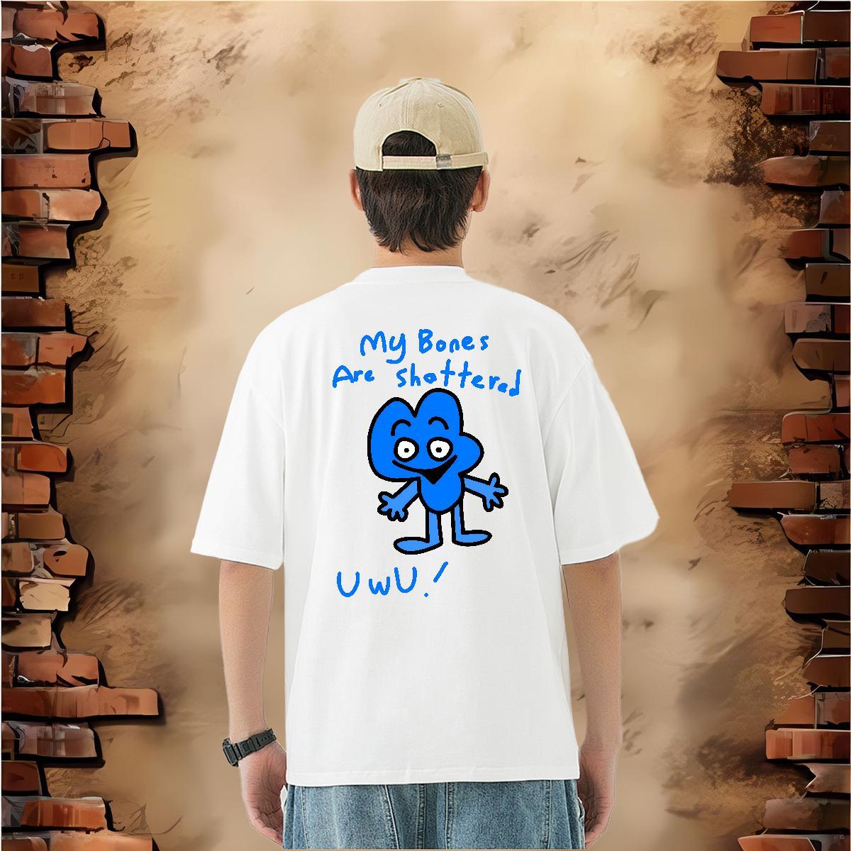 Fashion Men T Shirts blue Clothes 230g Pure Cotton Daily Outfit Designer DIY Printed O-Neck Short Sleeve Men Tees