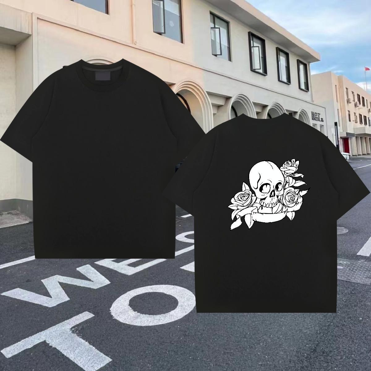 Designer T shirt skull Clothes 230g 100% Cotton Street Casual Wholesale Custom Big Size Crew Neck Men Tees