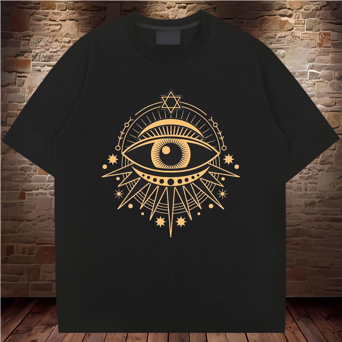 Fashion Casual T shirt eyes Clothes 100% Cotton 230g Outdoor Loose DIY Breathable Short Sleeve Tshirts