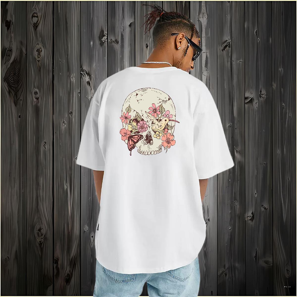 Designer T Shirts Men skull Clothes 100% Cotton 230g Hip Hop High Quality Oversized 4XL Crew Neck Breathable Men Clothes T-Shirt