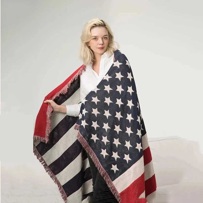 UK USA Flag American Blanket Mat Cover Bedspread Star Sofa Cover Cotton Air Bedding Room Decor Tapestry Throw Rug United StatesM240807
