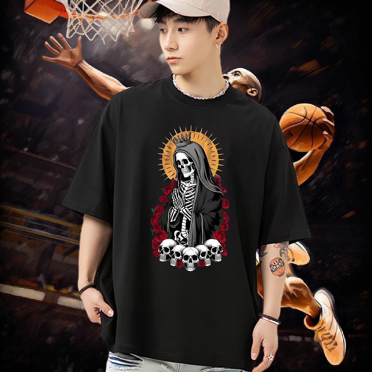 Free Shipping Men T Shirts rose Polos 230g Cotton Casual Loose Fit Plus Size Custom Breathable Soft Men Tees