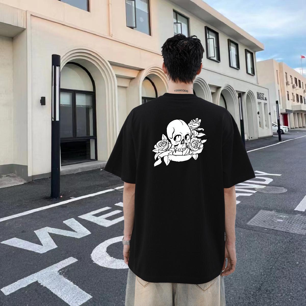 Designer T shirt skull Clothes 230g 100% Cotton Street Casual Wholesale Custom Big Size Crew Neck Men Tees