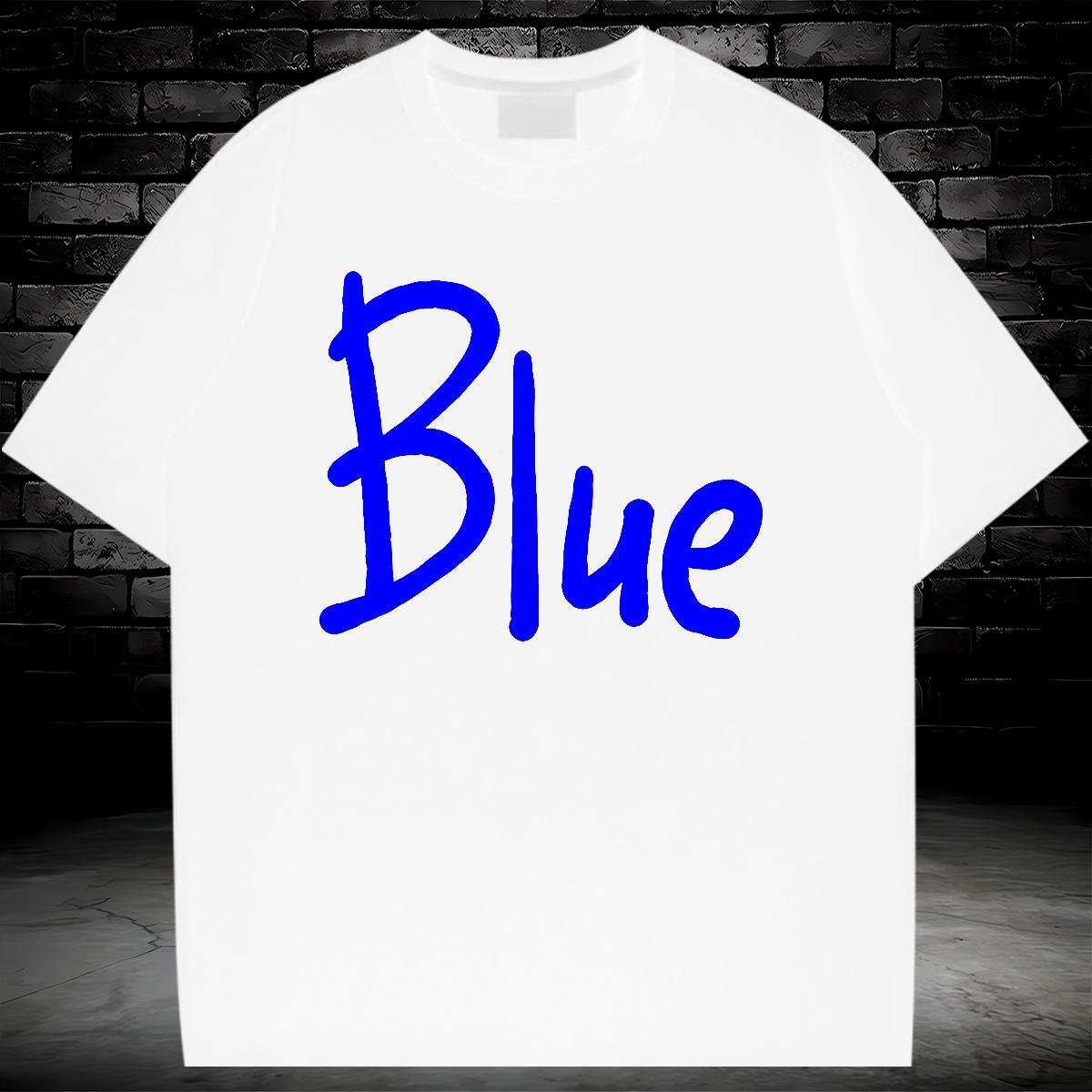 New Designer T-Shirts blue Tees 230g 100% Cotton Spring Summer Cool Design Cartoon Printing L-4XL Pure Cotton Men Clothes T-Shirt