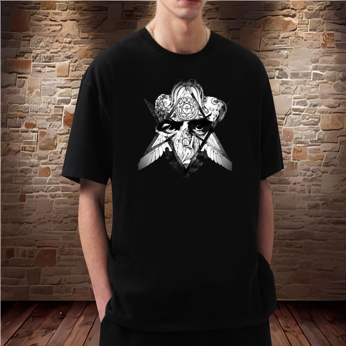 Fashion Designer T-Shirts for Men eye of the devil Tshirts 230g Pure Cotton Casual Daily Wear Cool Design Oversized 3XL 4XL Short Sleeve O-Neck Men To