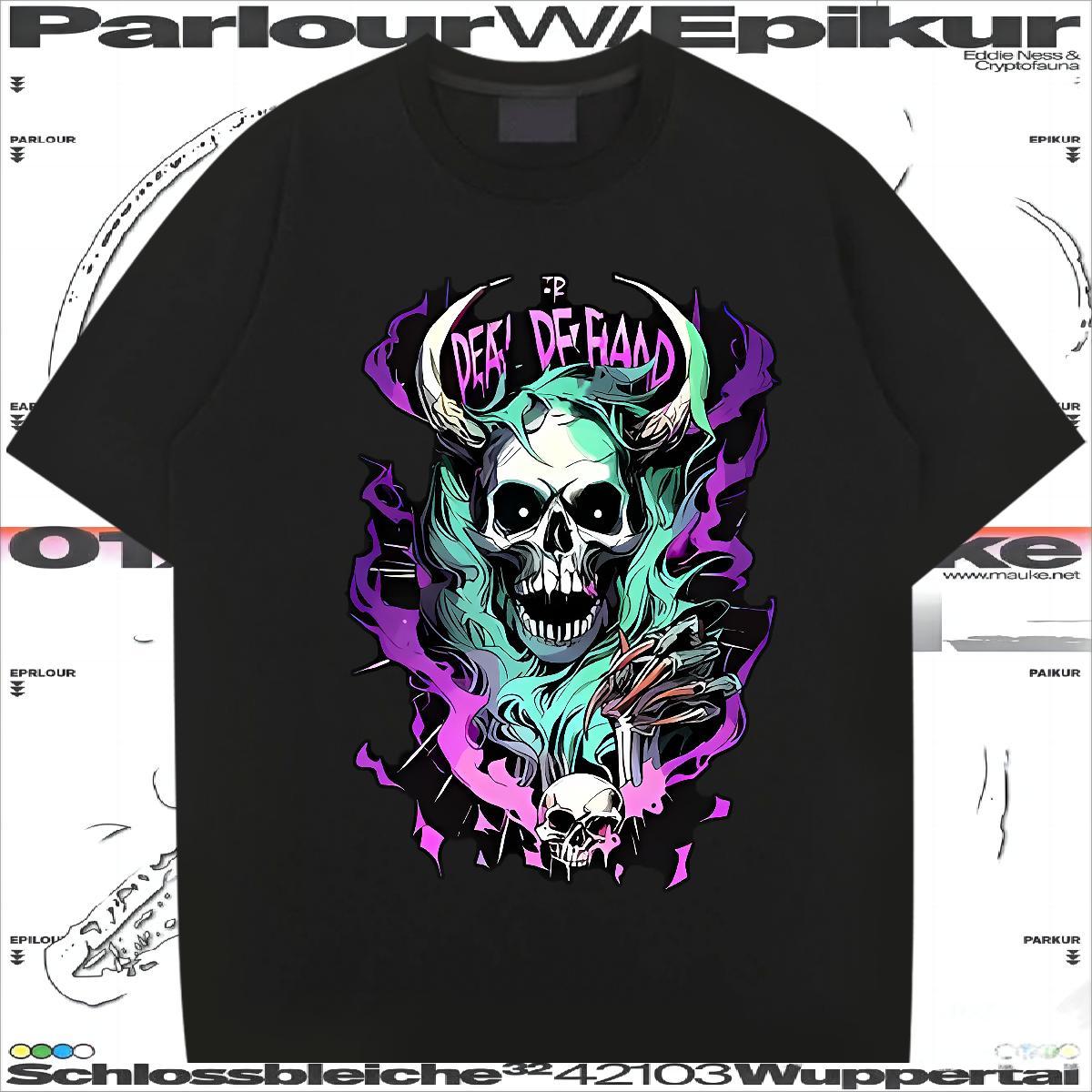 Fashion Casual T-Shirts skull Tops 230g 100% Cotton Casual Daily Wear Loose Custom Cartoon Short Sleeve Soft Men Tees