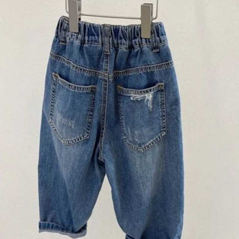 Jeans Boys Jean Pants Long Trousers Cotton 2024 Cool Spring Autumn Babys Kids Pants Teenagers Outwear Childrens Clothing