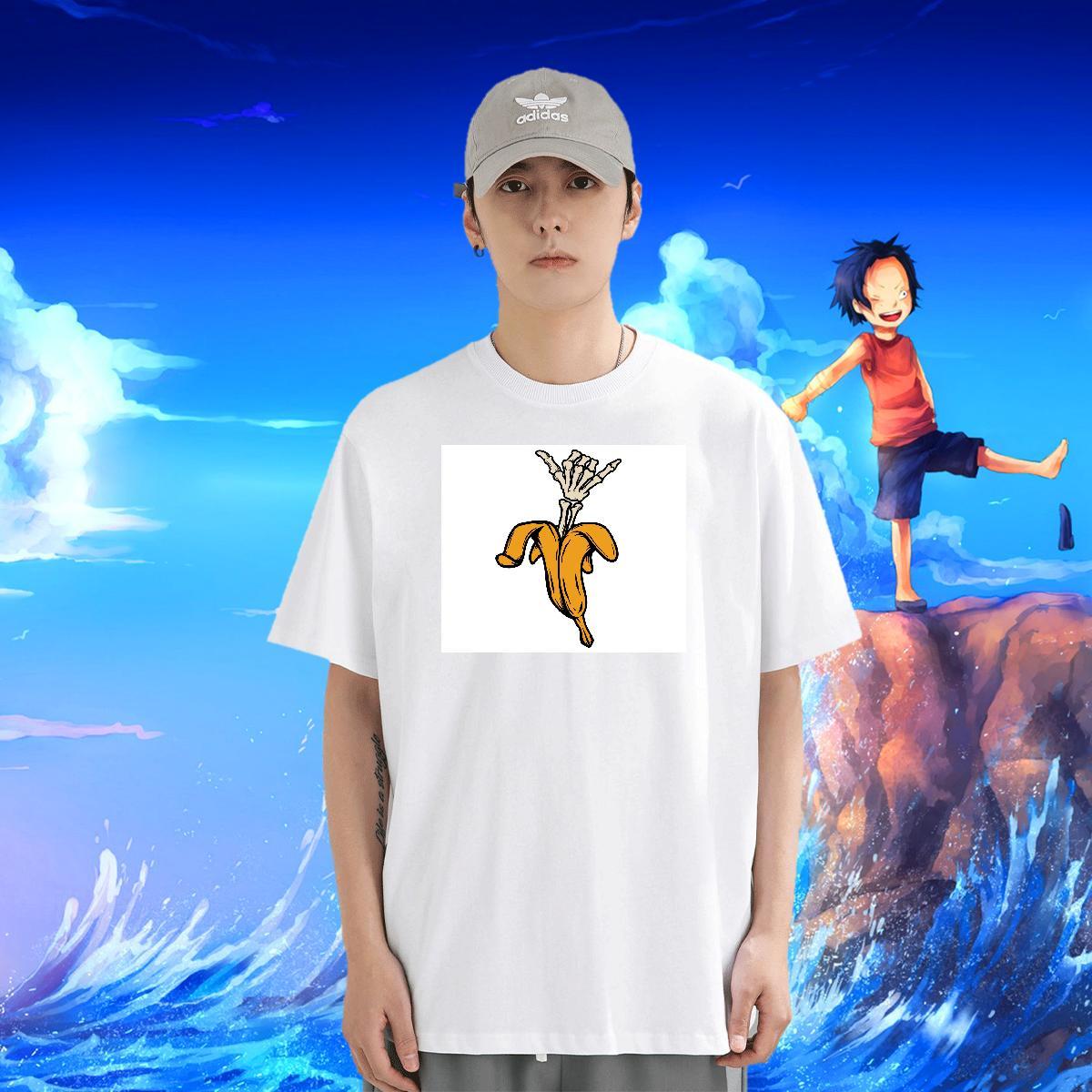 2024 Summer T Shirt For Man skull Tops Shirt 230g 100% Cotton Daily Wear Loose Anime Print Breathable Short Sleeve Couples T Shirts